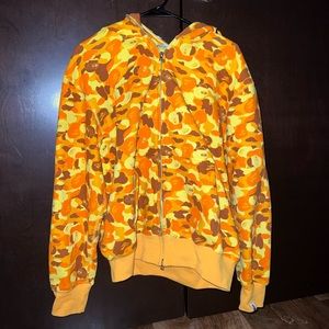 XL orange and yellow Bape zip up